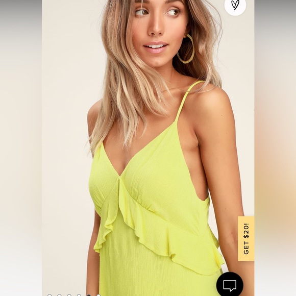 Lulus Island Time Ruffle Midi Dress Lune Green Size Small - Picture 4 of 5